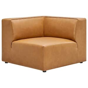 Mingle 37 in. Tan Faux Leather 1-Seat Corner Chair Sofa