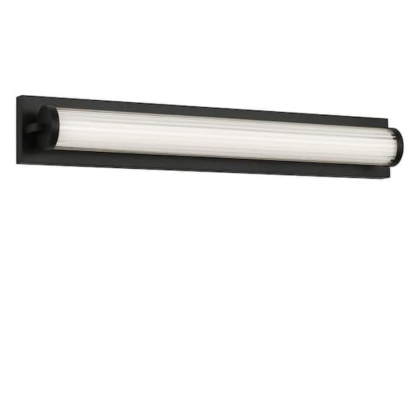 Weston 28 in. W x 4.25 in. H Midnight Black Bathroom LED Vanity Light with Ribbed Glass Lens