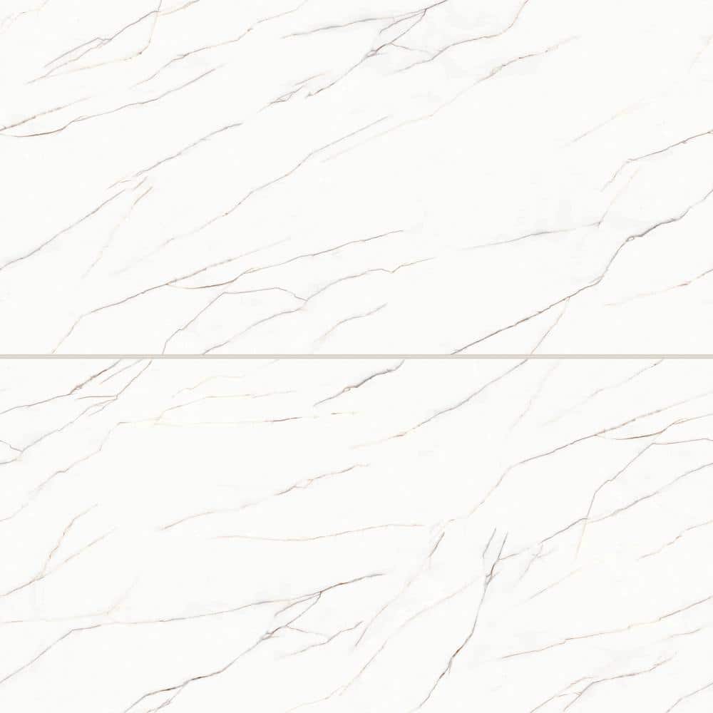 Shandar 24" x 48" White Porcelain Marble Look Rectified Tile