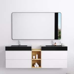 TUNE 55 in. W x 30 in. H Rectangular Black Framed Wall Mount Bathroom Vanity Mirror