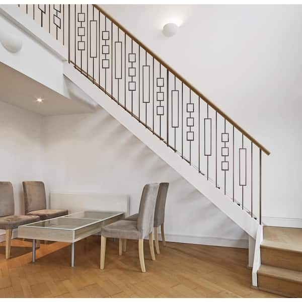 6084 Contemporary Red Oak Wood Stair Handrail - Stainless Stair