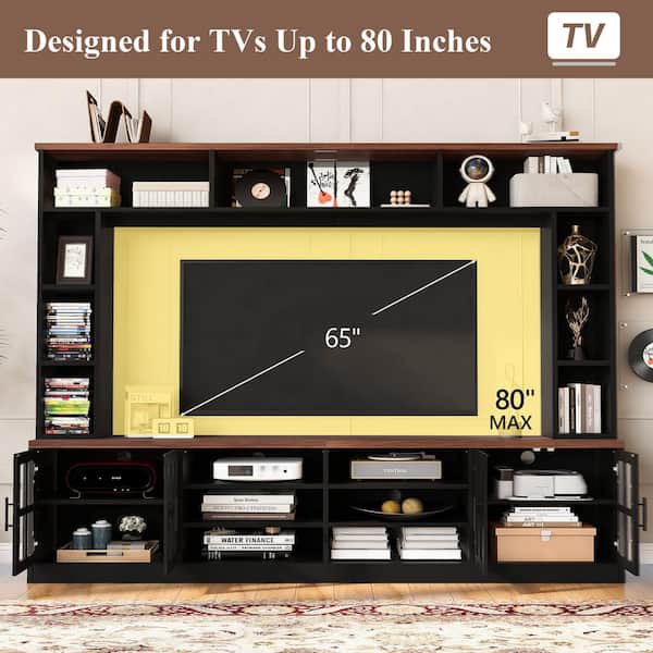 Harper & Bright Designs Black Modern TV Stand Fits TVs up to
