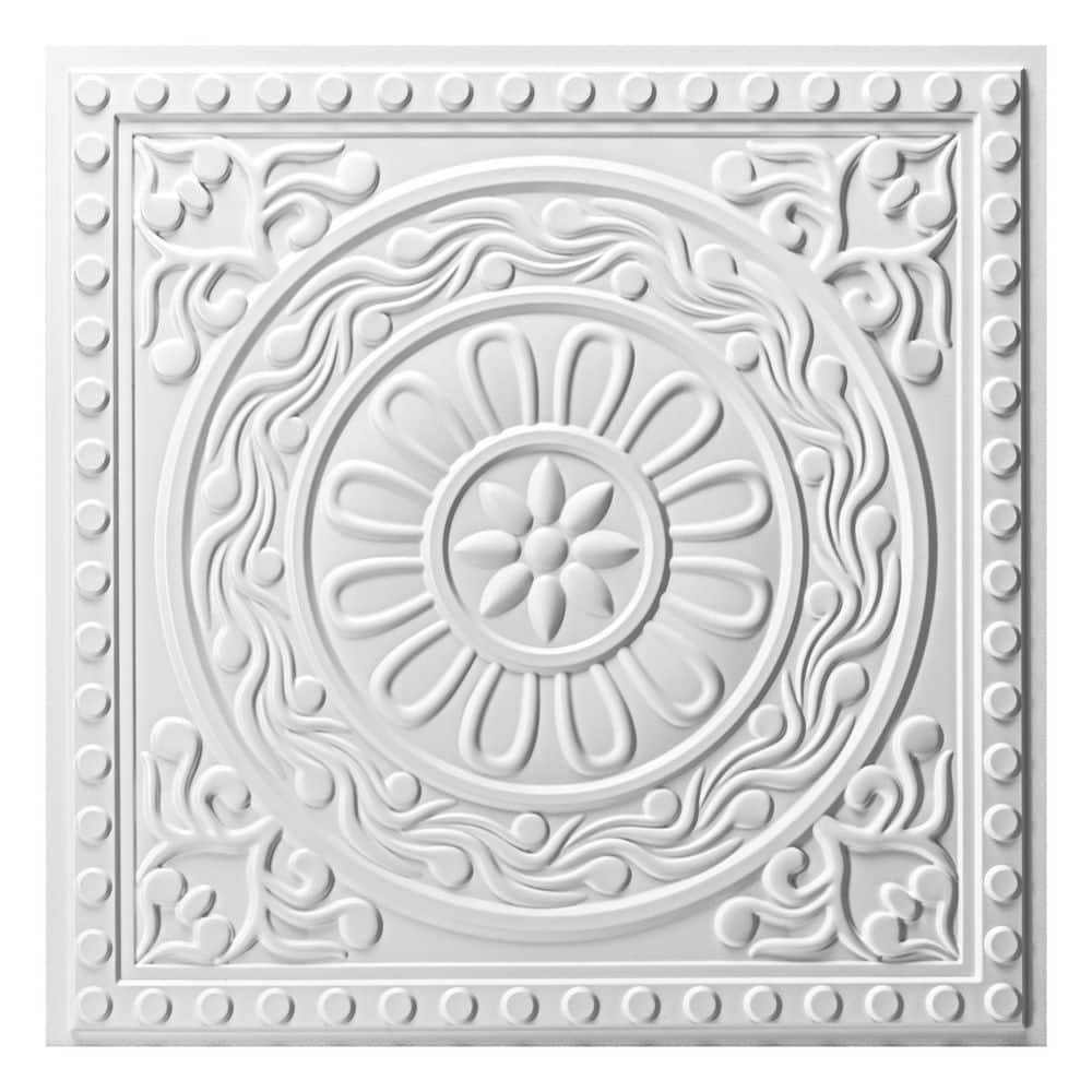 Baroque Floral Medallion Design White 2 x 2 ft. Decorative PVC Lay-In/Drop In Ceiling Tile (48 sq.ft./case) price history on PriceWatchPro