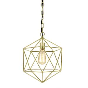 Serena Geometric Pendant Light for Hardwire or Plug-In Swag Installation, Pale Gold