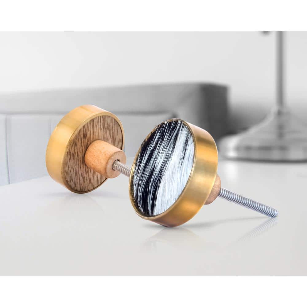 Modern Brass Round Knob with Mounting Hardware