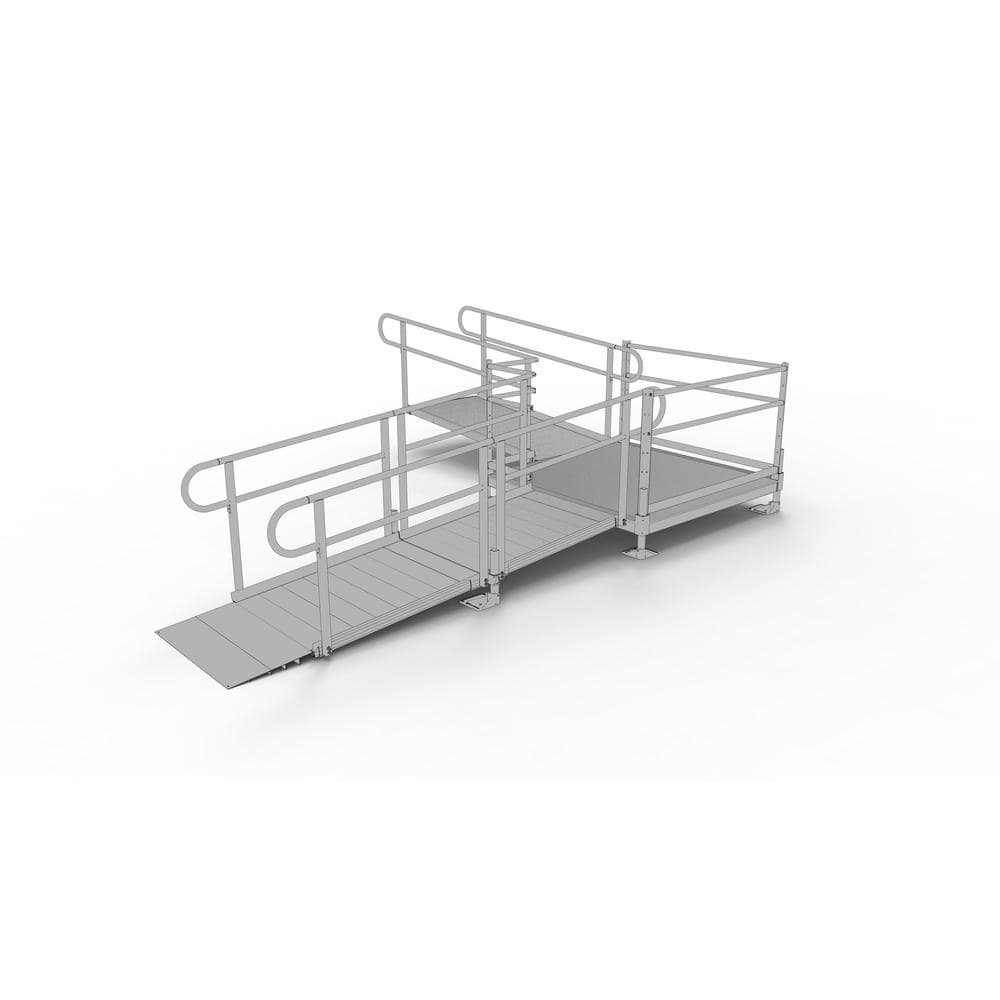 EZ-ACCESS PATHWAY 14 ft. L-Shaped Aluminum Wheelchair Ramp Kit with ...