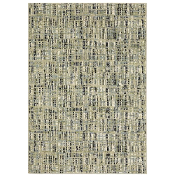 AVERLEY HOME Sienna Beige/Green 5 ft. x 7 ft. Industrial Distressed Abstract Striped Polypropylene Indoor Area Rug