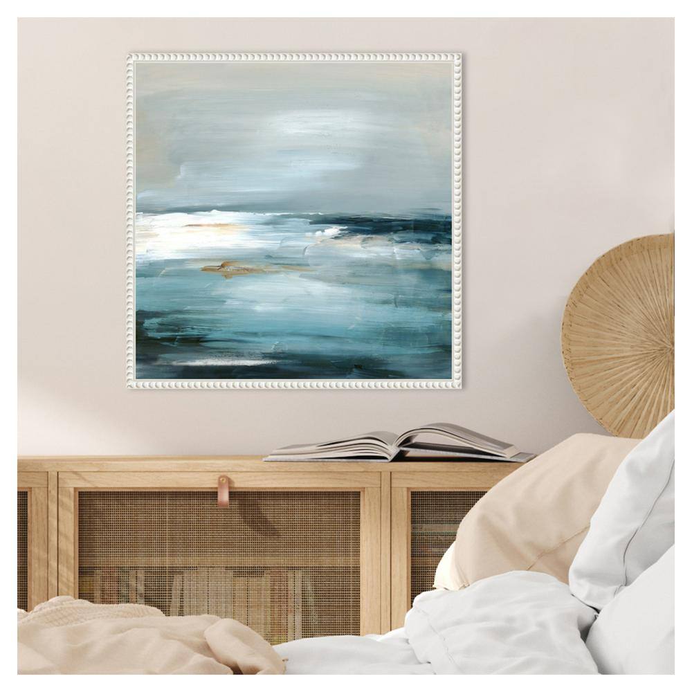 22"x22" White Framed Abstract Seascape Canvas Print