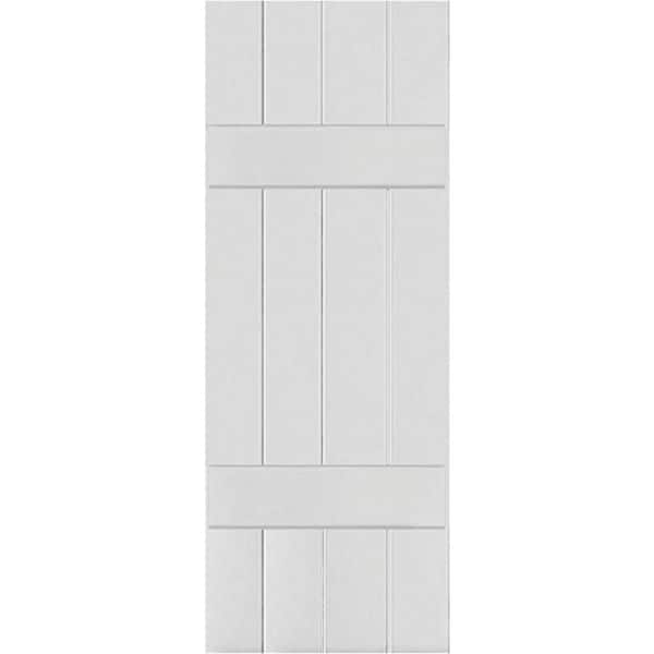 Ekena Millwork 15 in. x 32 in. Exterior Real Wood Pine Board and Batten Shutters Pair Primed