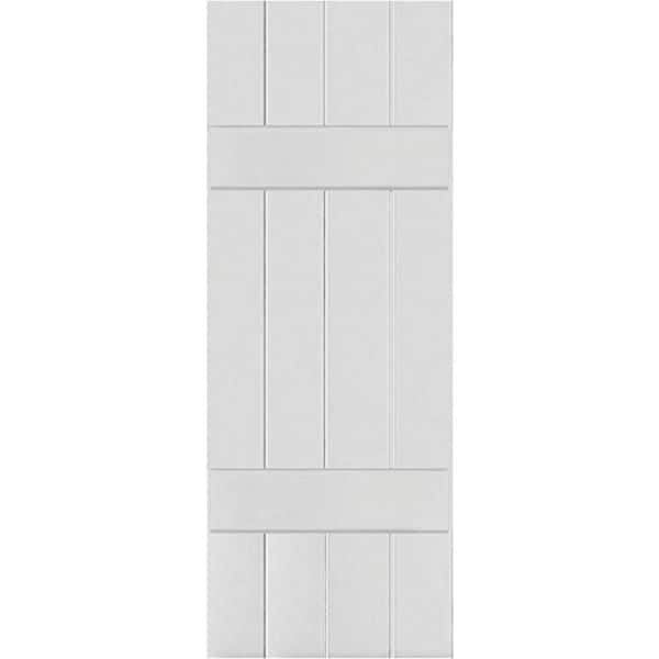 Ekena Millwork 15" x 34" Exterior Four Board (2 Batten) Real Wood Cedar Board-n-Batten Shutters (Per Pair), Primed