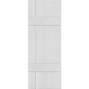15 in. x 54 in. Exterior Real Wood Pine Board and Batten Shutters Pair Primed