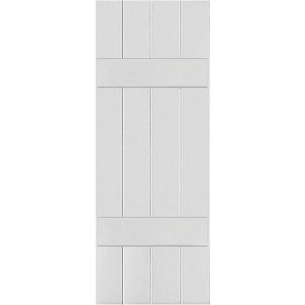 Ekena Millwork 15" x 67" Exterior Four Board (2 Batten) Real Wood Cedar Board-n-Batten Shutters (Per Pair), Primed