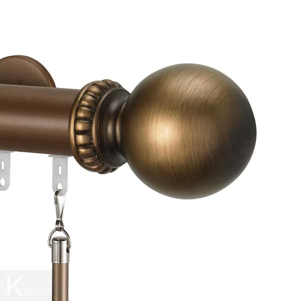 Tekno 40 in. to 84 in. Non-Adjustable 1.5 in. Single Traverse Window Curtain Rod Set in Sandal with Centralia Finial