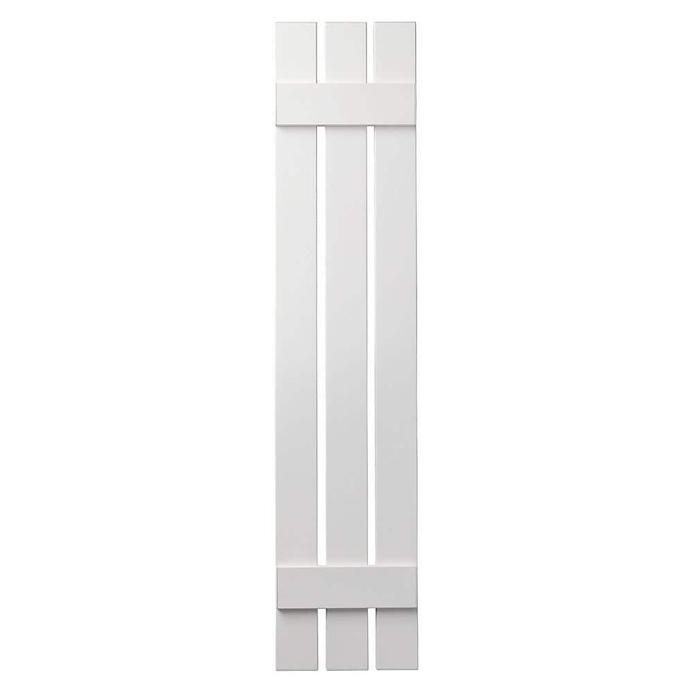 Ply Gem 12 in. x 47 in. Polypropylene 3Board Open Board and Batten Shutters Pair in White