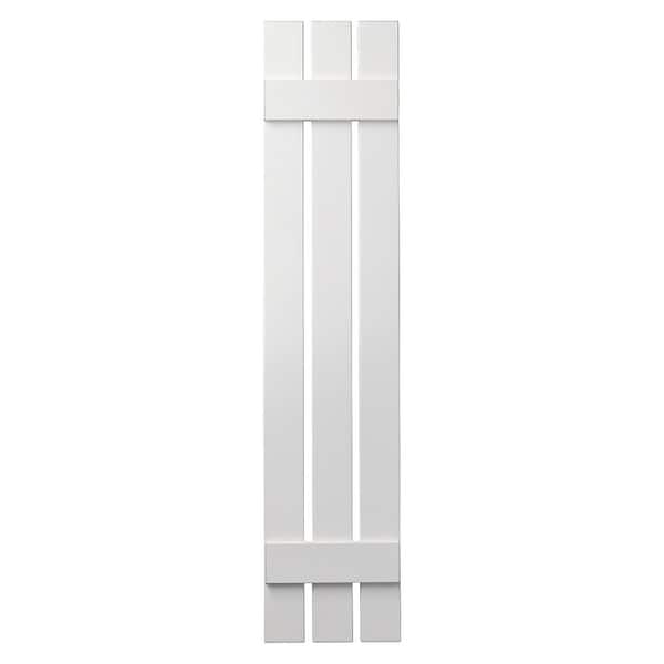 Ply Gem 12 in. x 47 in. Polypropylene 3-Board Open Board and Batten Shutters Pair in White