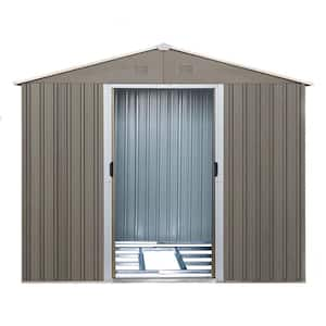 8 ft. x 10 ft. Metal Storage Shed with Outdoor Metal Floor Base, with Window, Grey, 70.79 sq. ft.