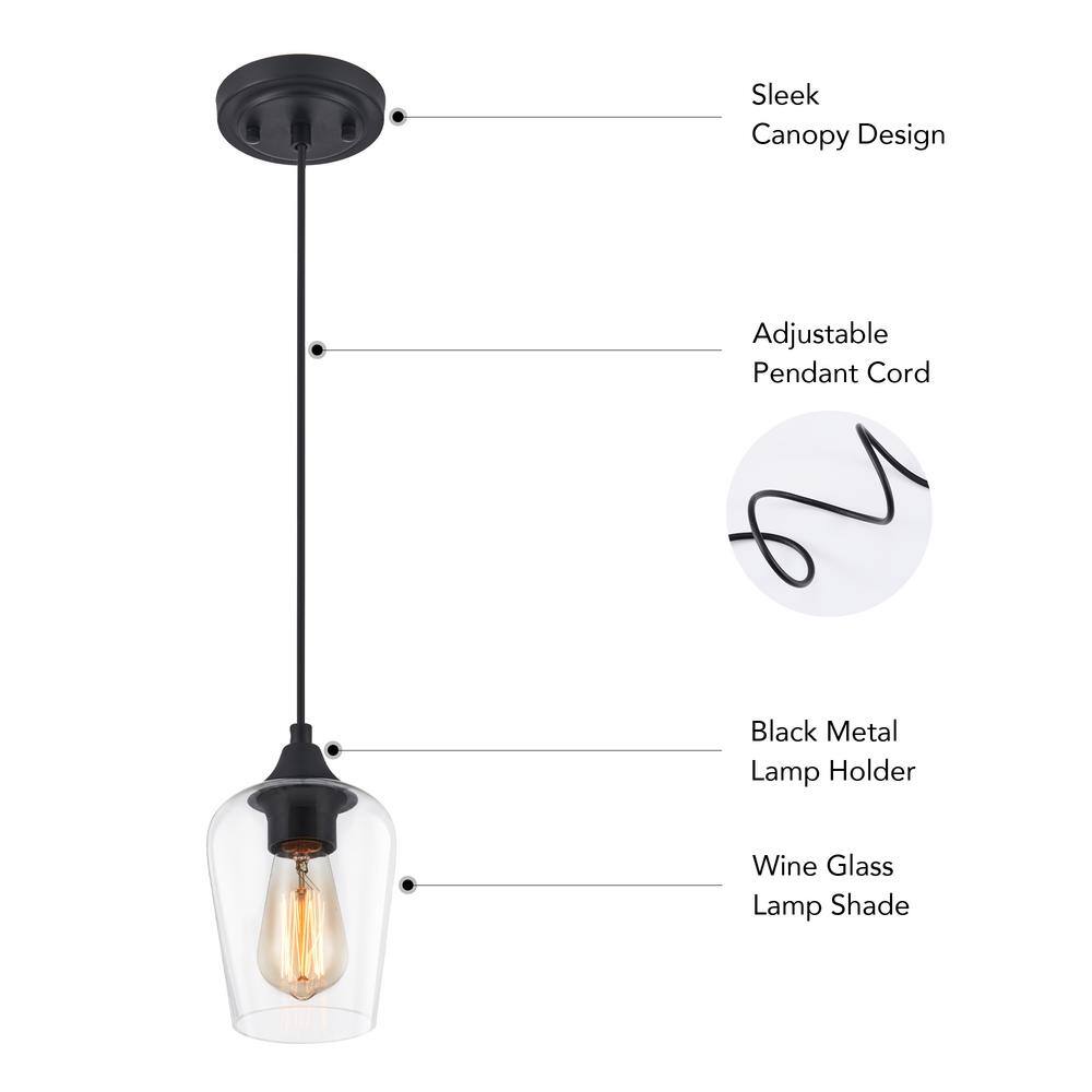 Matte Black Nickel Mini Drum Pendant with Adjustable Glass Shade