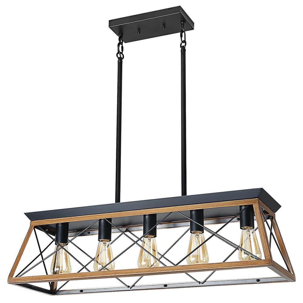 Black and Brown Metal Rectangle Island Chandelier