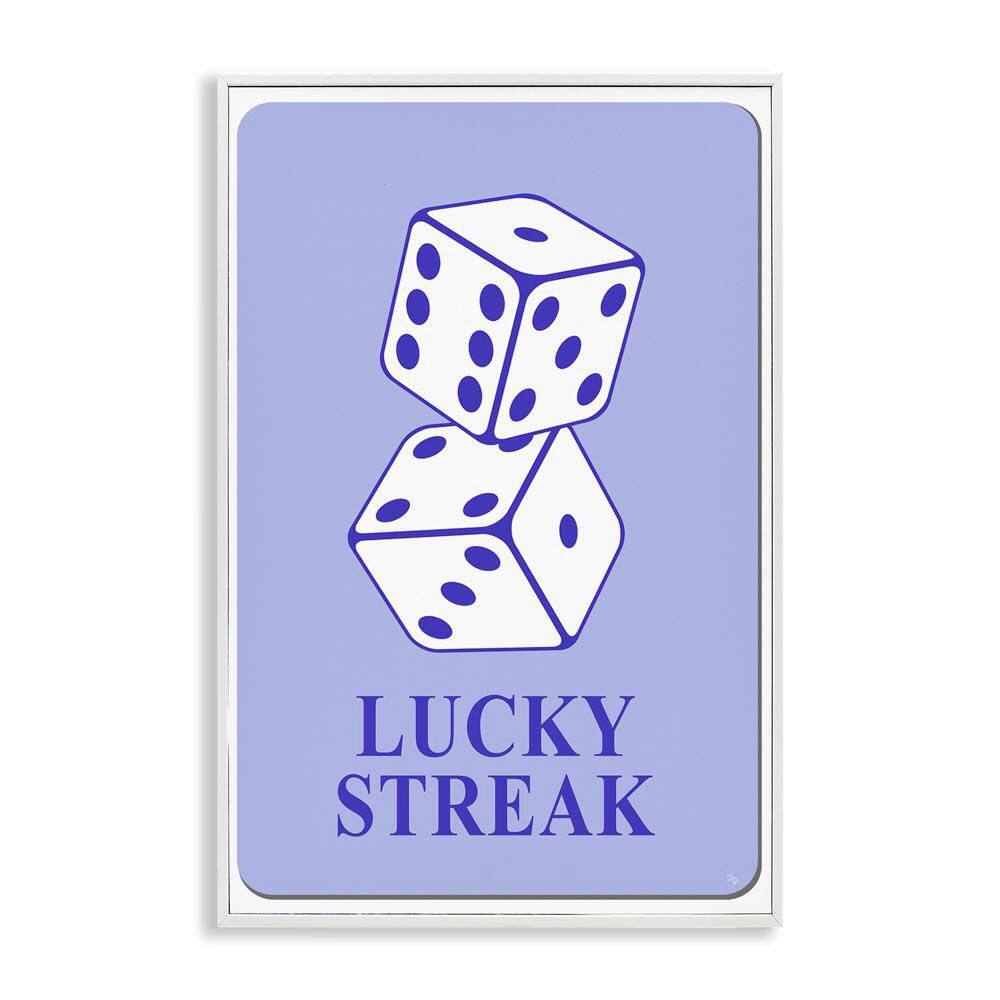 Blue Lucky Streak Dice by Martina Pavlova White Framed Typography Giclee Art Print 24 in. x 16 in. price history on PriceWatchPro