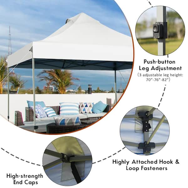 Costway 10 ft. x 10 ft. White Pop-Up Canopy GHMHSKU00505