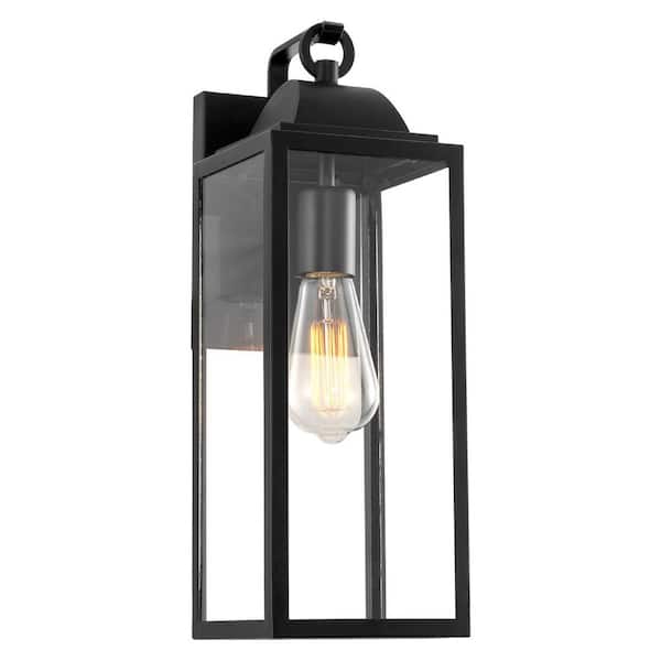 Kira Home Landry 60-Watt 1-Light Black Industrial Wall Sconce with Clear Shade, No Bulb Included