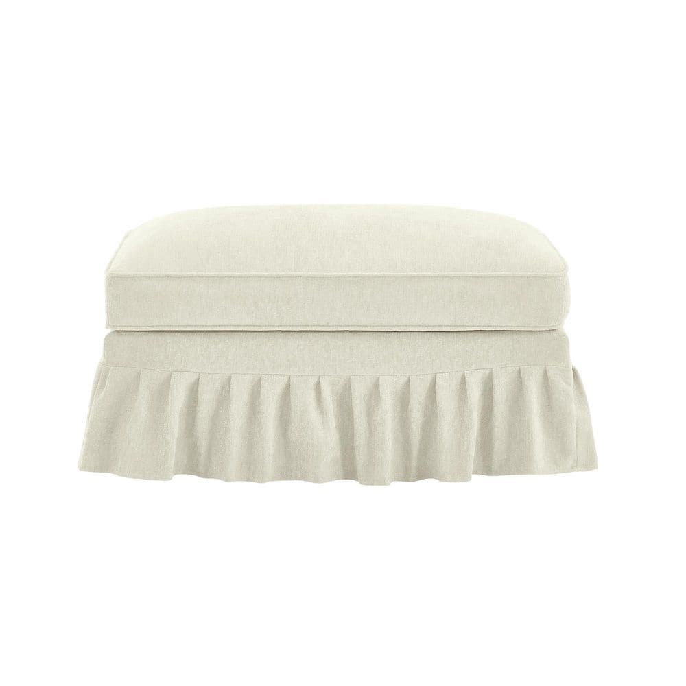Beige+White Chenille Rectangle Accent Medium Ottoman with Convertible Skirted price history on PriceWatchPro