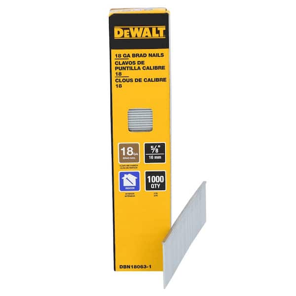 DEWALT 5/8 in. x 18-Gauge Glue Collated Straight Brad Nails (1000 per Box)
