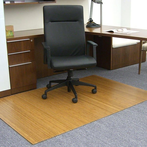 Anji Mountain Standard Natural Light Brown 48 in. x 72 in. Bamboo Roll Up Office Chair Mat without Lip AMB24001