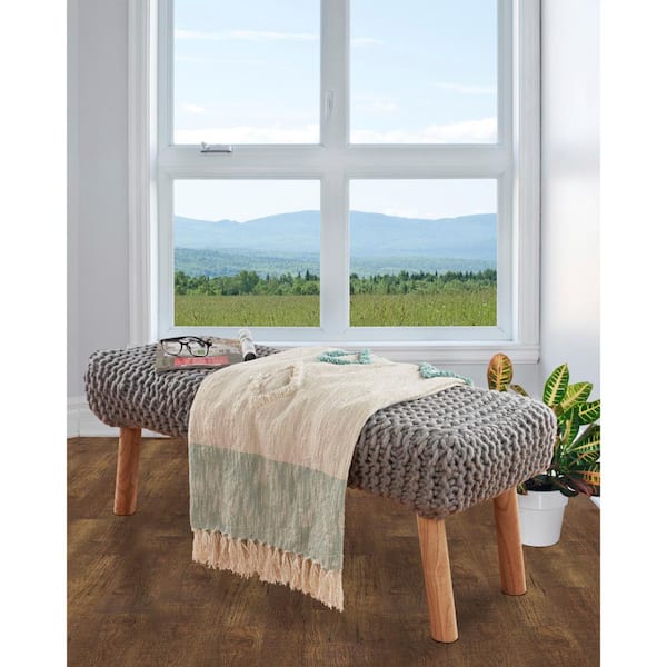Norah Soft Geometric 50 in. x 60 in. Sky Blue/Ivory All Natural Cotton Decorative Throw Blanket