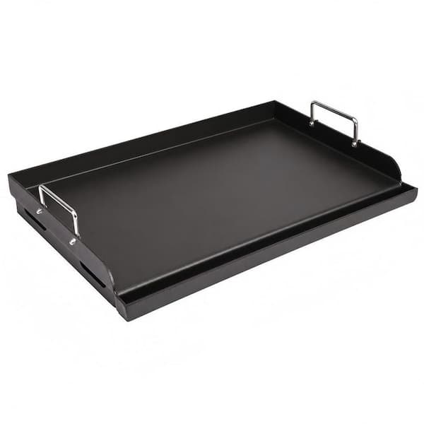 25 in. x 16 in. Black Cast Iron Pre-Seasoned Nonstick with Grease Groove, Gas and Charcoal Grills Pan, Flat Top Griddle
