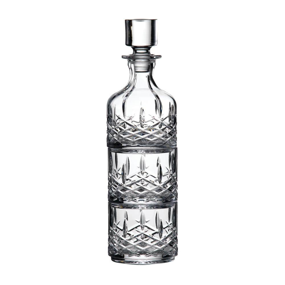 3 Piece Smoke Grey Tinted Glass Hexagonal Carafe Decanter and