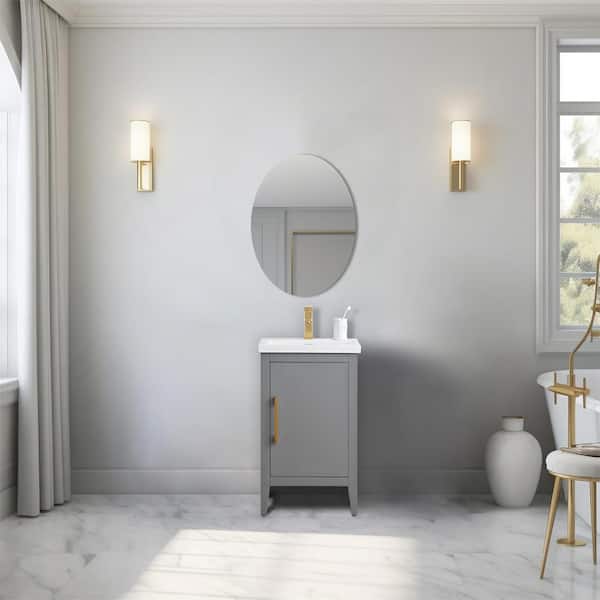 Vanity Art 20 in. W x 15.8 in D x 34 in. H Single Sink Bathroom Vanity Cabinet in Cashmere Gray with Ceramic Top