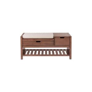 Haze Brown Finish Wood Entryway Bench with Cushion and Concealed Storage (41.5 in. W x 19 in. H)