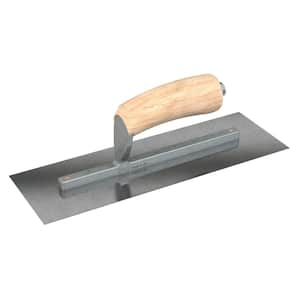 12 in. x 4 in. Carbon Steel Square End Finishing Trowel with Wood Handle