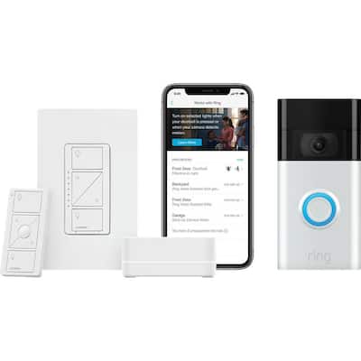 Caseta Wireless Smart Lighting Dimmer Switch Starter Kit with Ring 1080p Smart Video Doorbell Camera (2020 Release)