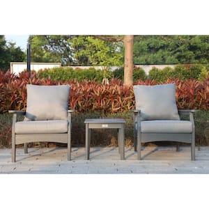 Aspen Gray 3-Piece HDPE Patio Conversation Deep Seating Set with Gray Cushion and Side Table