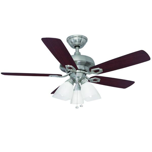 Hampton Bay Saint David 44 in. Indoor Brushed Nickel Ceiling Fan with Light Kit