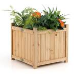Fir Wood Raised Garden Bed Outdoor Elevated Planter with Drainage Hole Folding Square Planter Box