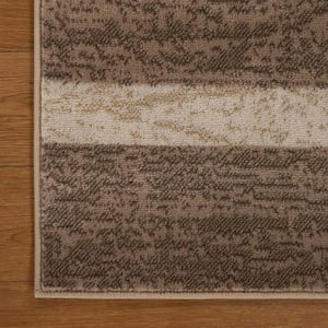 Bernadette Beige 3 ft. x 8 ft. Cross Weave Abstract Polypropylene Runner Area Rug