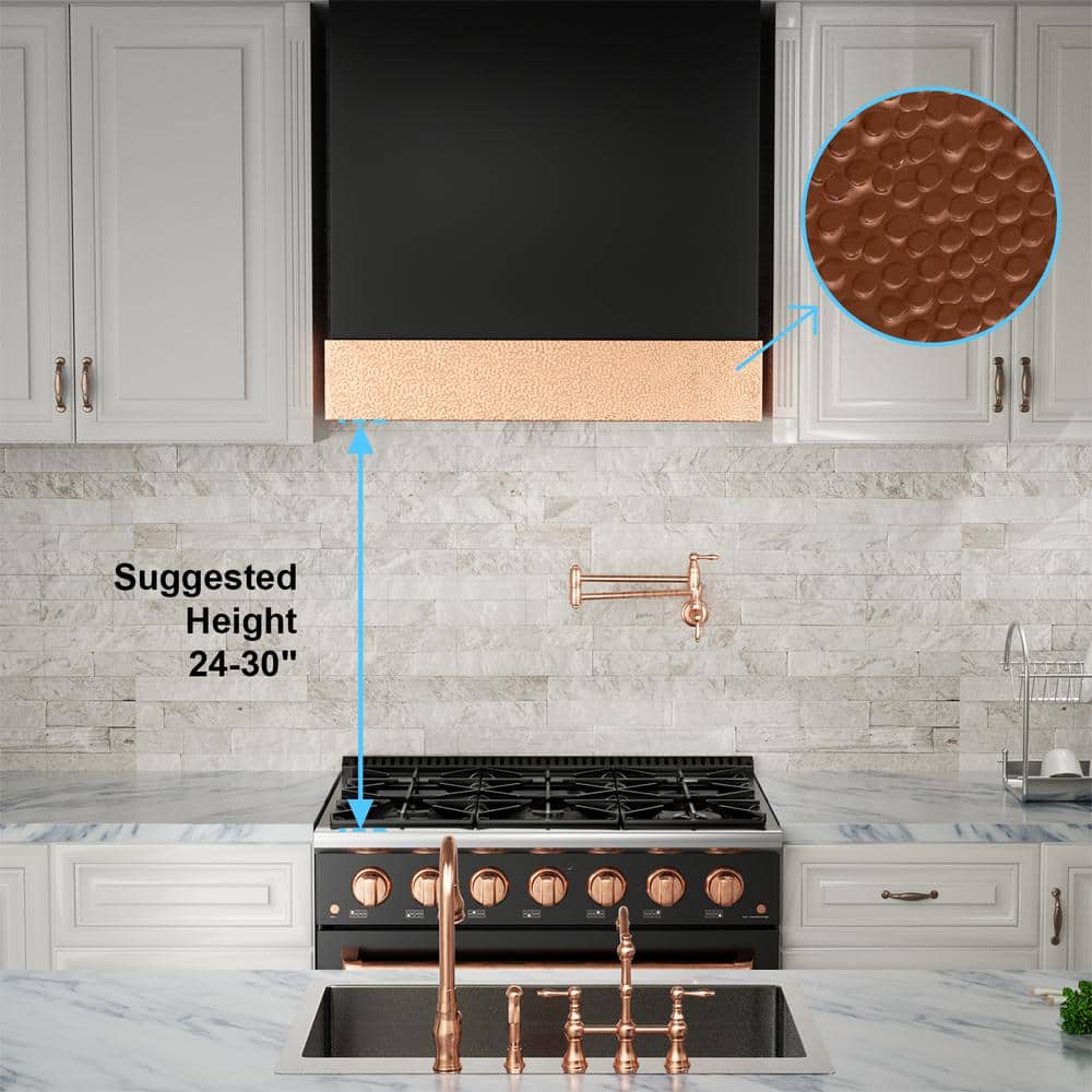 Black and Copper Wall Mounted Stainless Steel Range Hood