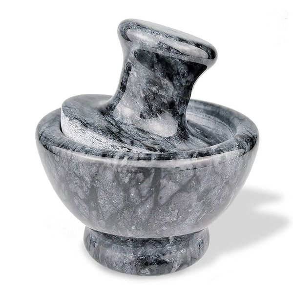 Marble Black Finish Spice and Pill Grinder Mortar and Pestle Set Efficient Mushroom Shape Non-Slip Base 1-Set