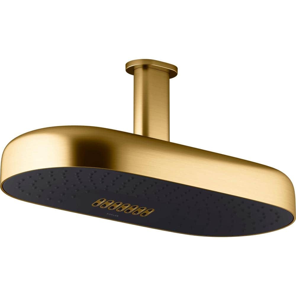 KOHLER Statement 2-Spray Patterns with 2.5 GPM 14 in. Wall Mount Fixed  Shower Head in Vibrant Brushed Moderne Brass 26297-2MB - The Home Depot