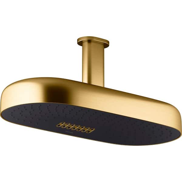 KOHLER Statement 2-Spray Patterns with 2.5 GPM 14 in. Wall Mount Fixed Shower Head in Vibrant Brushed Moderne Brass