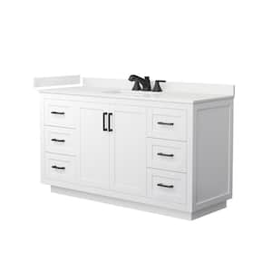 Miranda 60 in. W x 22 in. D x 33.75 in. H Single Bath Vanity in White with White Quartz Top