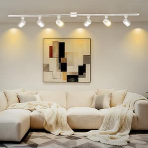 6.6 ft. 6-Light White Integrated LED Ceiling Mounted Hardwired H-Type Track Lighting Kit With 800LM Cylinder Swivel Head