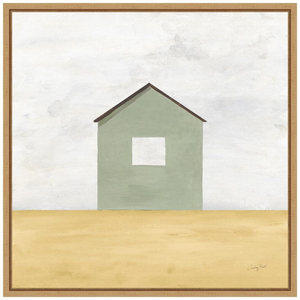 Rural Barn Simplicity II Green and Brown Canvas Print with Maple Frame
