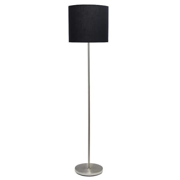 Simple Designs 57 in. Black Brushed Nickel Drum Shade Floor Lamp
