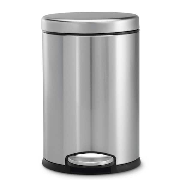 4.5L Round Step Bathroom Trash Can with Soft-Close Lid, Brushed Stainless Steel