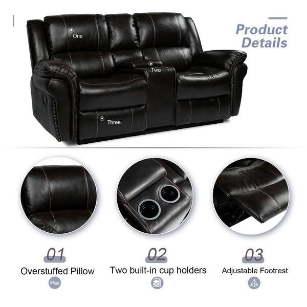 black leather two seater recliner