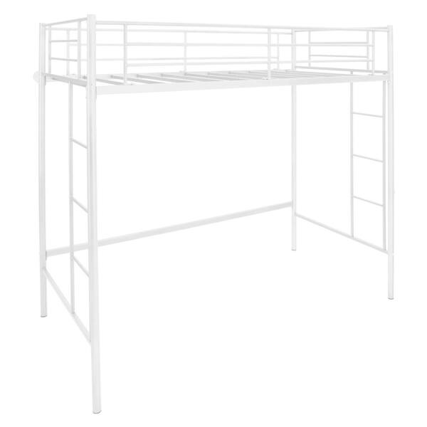 Costway White Twin Size Loft Bed Frame with Safety Guardrail HCST01228 ...